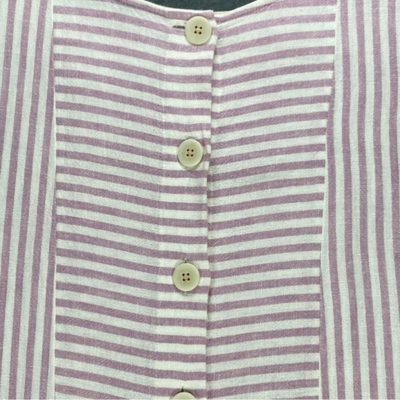 Madewell Linen Shirt Dress Womens Size Small Pink White Stripe Button Back Mini - Picture 10 of 15